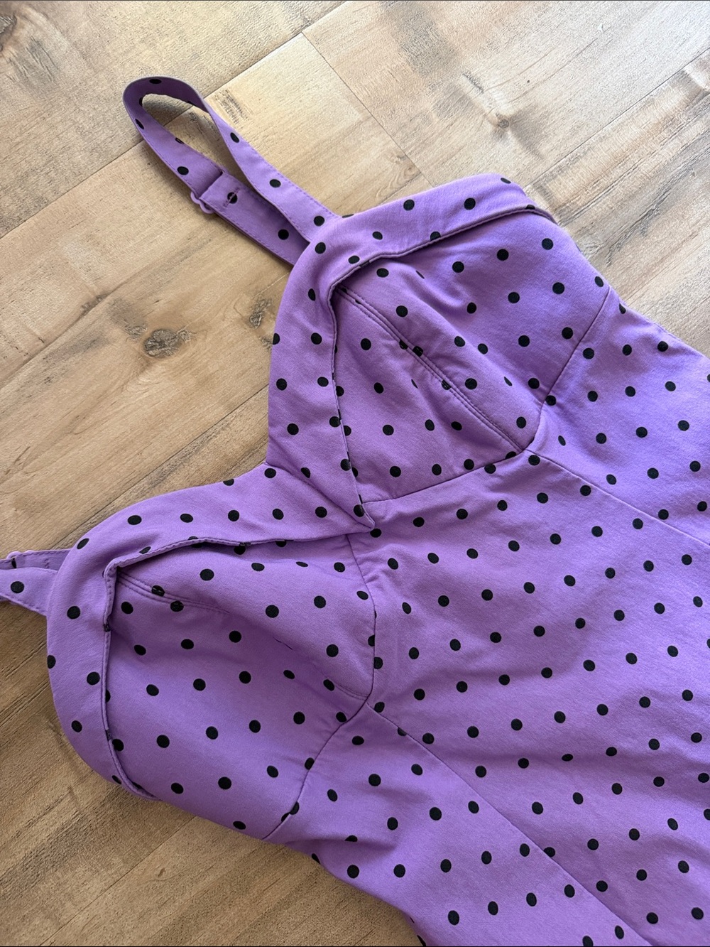 Vixen by Micheline Pitt Purple Polka Dot Midi Dress - Picture 4 of 7